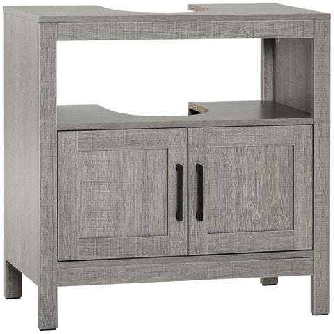 Rootz Bathroom Cabinet - Storage Cabinet - Bathroom Storage Cabinet - 2 Shelves 1 Cabinet - Chipboard - Grey - 60cm x 30cm x 60cm
