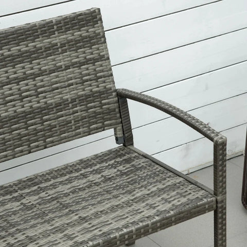 Rootz Garden Bench - Rattan Look - With Steel Frame - For 2 People - Brown - 122 x 60 x 87cm