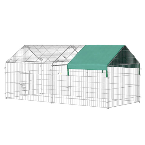 Rootz Small Animal Cages - Outdoor Enclosure - Robust Spou - Two Large Doors - 4 Ground Spikes - Black + Green - 220cm x 103cm x 103cm