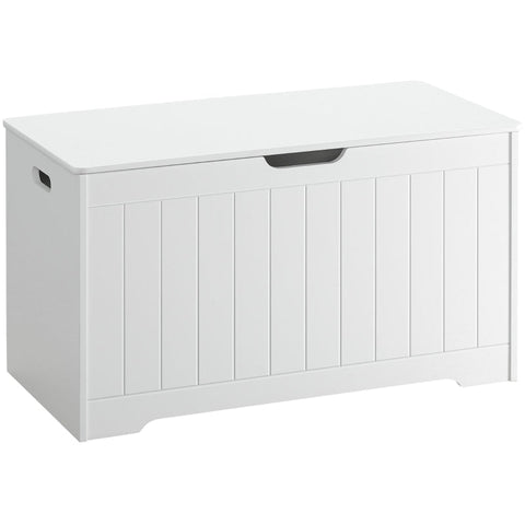 Rootz Bench - Chest Of Drawers - Bench With Storage Space - Hinged Lid - MDF Wood - White - 80 cm x 39.5 cm x 46 cm