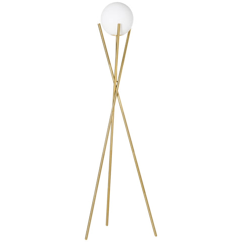 Rootz Floor Lamp - Tripod Floor Lamp - Tripod Design - Gold + White - 56.5L x 56.5W x 174H cm