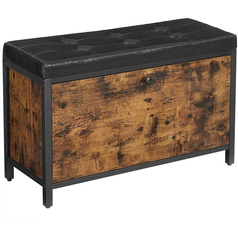 Rootz Schuhbank – Schuhschrank – Aufbewahrung – 6 Paar Schuhe – Industrial – 80 x 30 x 51 cm – Braun – Schwarz