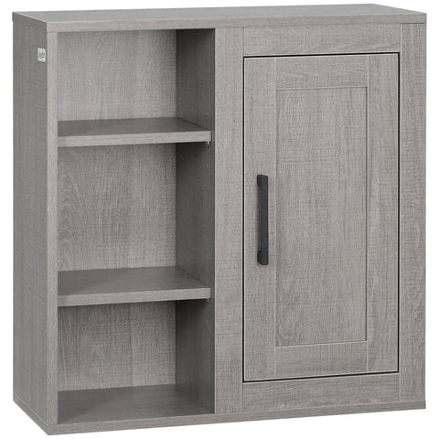 Rootz Bathroom Cabinet - 1 Cabinet 3 Shelves - Chipboard - Engineered Wood - Grey - 48 cm x 20 cm x 50 cm