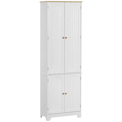 Rootz Kitchen Cabinet - Country Style - 2 Cabinets - 6 Shelves - MDF - Wood - White - 61 cm x 30.5 cm x 183 cm