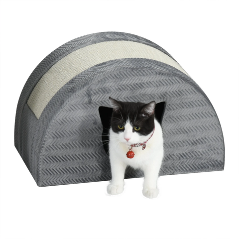 Rootz Cat House - Cat House - Cat Shelter - Plush - Gray - 48.5 x 30 x 30 cm