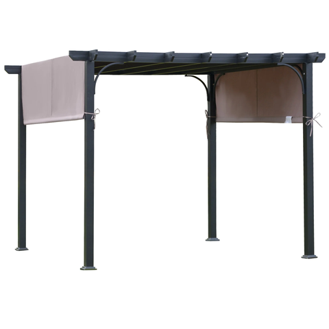 Rootz Pavilion - Pergola - Metal - UV resistant - Brown/Black - 2.9 x 2.9 x 2.2 m