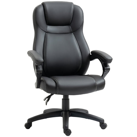 Rootz Office Chair - Desk Chair - Faux Leather - Soft Padding - Height Adjustable - Black - 71 cm x 69 cm x 122 cm