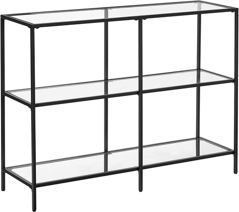 Rootz Console Table - Console Table - Side Table - with Tempered Glass - Modern - Black - 100 x 30 x 73 cm