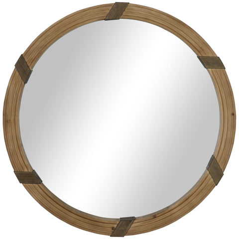Rootz Wall Mirror - Mirror In Boho Style With Wooden Frame - MDF - Mirror Glass - Natural - 78 cm x 78 cm x 5 cm