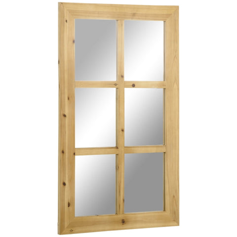 Rootz Wall Mirror - Mirror In Window Look - MDF Wood - Fir Wood - Mirror Glass - Natural - 101.6 cm x 60.9 cm x 2 cm