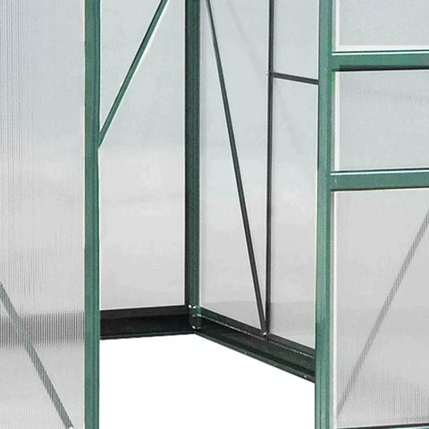 Rootz Greenhouse - Helder Polycarbonaat Greenhouse - Grote Walk-in Green House - Aluminium/PC Board - Groen/Transparant - 190L x 252B x 201H (cm)