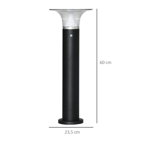 Rootz Garden Lamp Post Light - Garden Light - With Solar Panel - Aluminum - PC - Black - 23.5cm x 60cm