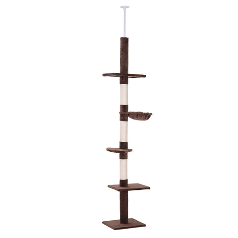 Rootz Scratching Post - Height Adjustable - Chipboard - Brown - 40 x 34 x 230 cm