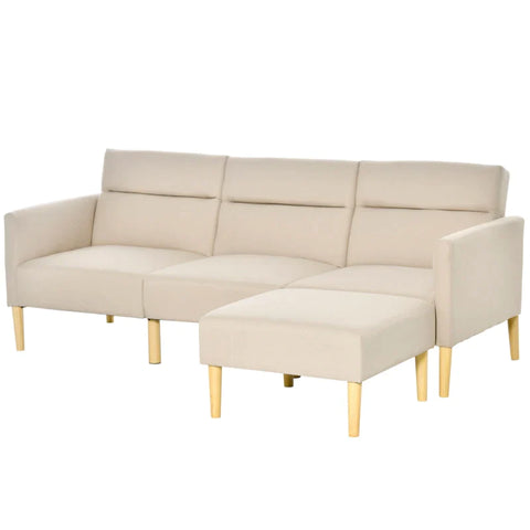 Rootz Sofa Bed - Folding Sofa - Adjustable Backrest Sofa - Living Room Sofa Bed - Convertible Sofa Bed - Multi-purpose Folding Furniture - Compact Folding Sofa Solution - Beige - 207W x 107D x 60.5H cm