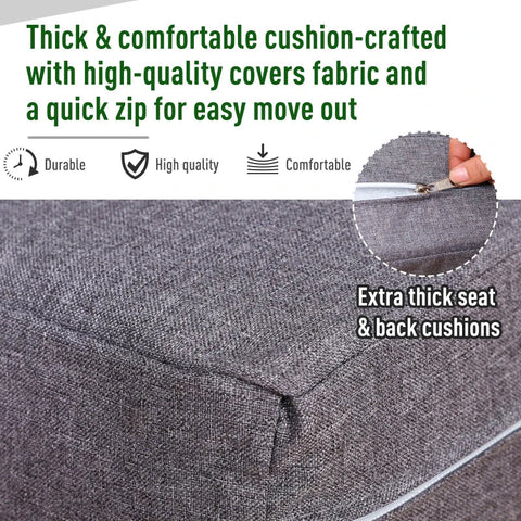 Rootz Garden Furniture Set - Double Sofa - Coffee Table - Cushions - Aluminum - Grey