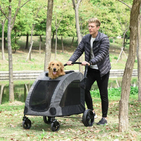 Rootz Pet Trolley - Pet Stroller - Pet Buggy - Dog Buggy - Dog Trailer - Pet Trailer - Gray/Black - 98x82x110 Cm
