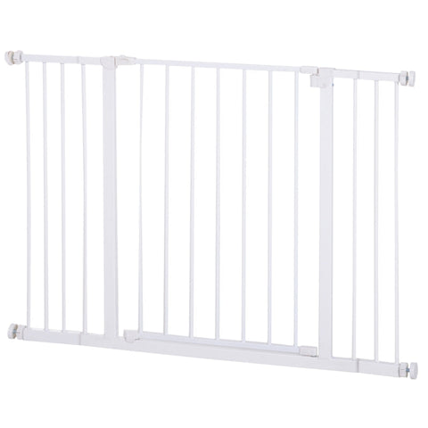 Rootz Pet Safety Gate - Door Gate - Stair Gate - Dog Barrier Gate - Protective Door - Metal - White - 76-107 x 76 cm