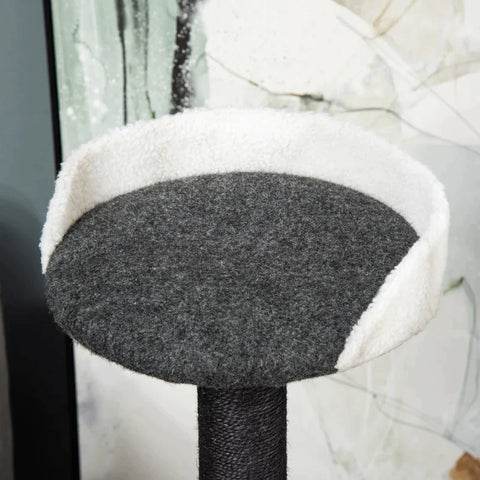 Rootz Krabpaal - Krabpaal Voor Katten - Klimboom Met Kattenhol - Sisalpalen - Groot Platform - Speelballen - Stabiel - Zwart - 70 x 41 x 112 cm