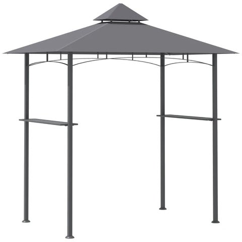 Rootz Gazebo - Barbecue Gazebo - Garden Tent - Balcony Gazebo - Flame Retardant Double Roof - Grey - 245 x 148 x 252 cm