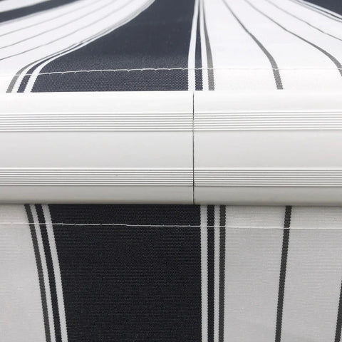 Rootz Window Awning - Awning - Sun Protection - Retractable - With Hand Crank - Metal Frame - White/Blue - 3.95 x 2.45 x 3.50 m