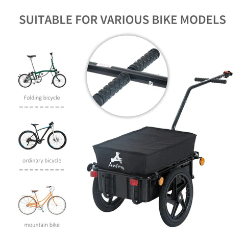 Rootz Bicycle Trailer - Cargo Trailer - Bike Trailer - Cargo Trailer - Garden Trolley - Black - 144 x 59 x 80 cm