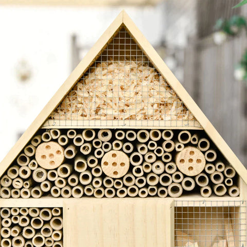 Rootz Insect Hotel - Insectenhuis - Insecten Veilig Onderkomen En Nest - 5 Verdiepingen - Natuurlijk Hout - 32 cm x 12,5 cm x 57 cm