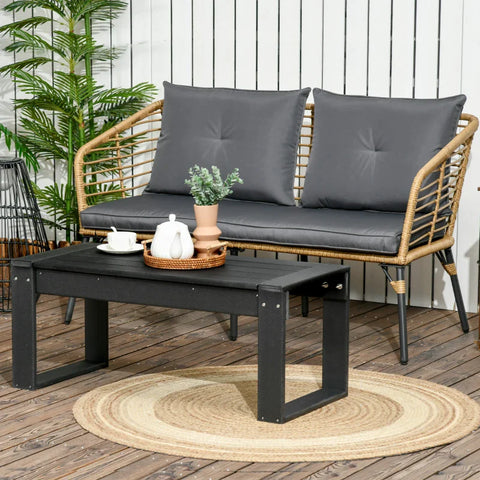 Rootz Side Table - Garden Table - Rectangular - Industrial Design - Striking Wood Look - Black - 95 x 42 x 40 cm