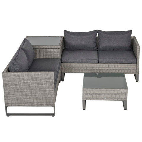 Rootz Garden Furniture - Garden Set - Lounge Set - Lounge Furniture - Storage Box - Side Table - Seat Cushion - Grey