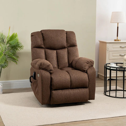 Rootz Stand-Up Chair -  2-in-1 Recliner Chair - With Reclining Function - Remote Control - Linen Polyester/Steel - Brown - 92 x 95 x 107 cm