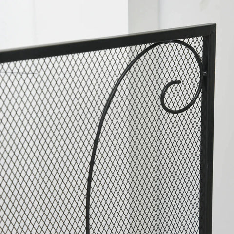 Rootz Vonkenbescherming - Haarden - 3 Panelen - Ruimtebesparend - Opvouwbaar - Flexibel - Metaal - Zwart - 132,5 x 76,5 cm