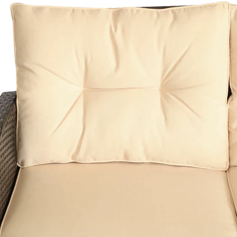 Rootz Garden Furniture Set - 4 Pieces - 3 Sofas - Side Table - Seat Cushion - Aluminum Frame - Artificial Rattan - Beige - 124L x 68W x 76H cm