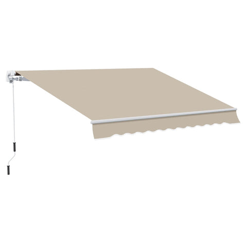 Rootz Awning - Sun Protection - Retractable - With Hand Crank - Metal Frame - Polyester - Blue + Beige - 3.95 x 2.45 x 3.50 m