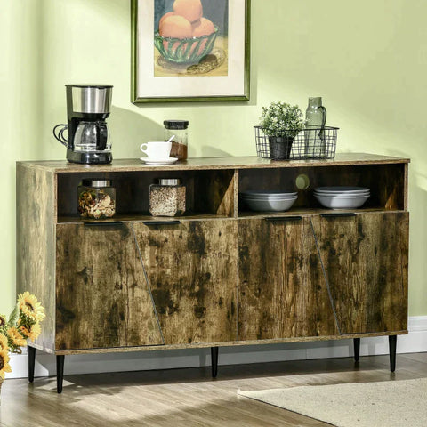 Rootz Sideboard In Industrial Design - 2 Cupboards - 2 Shelves - Wood-based Material - Brown - 147 cm x 40 cm x 83 cm