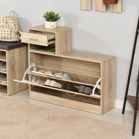 Rootz Garderobenset - Garderobenständer - Wandspiegel - Kleiderschrank - Schublade - Verarbeitetes Holz - Metall - Braun -