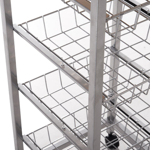 Rootz Kitchen trolley - Kitchen trolley - Serving trolley - 4-layer - Wire baskets - 36.5 x 36.5 x 89 cm - Steel - MDF -