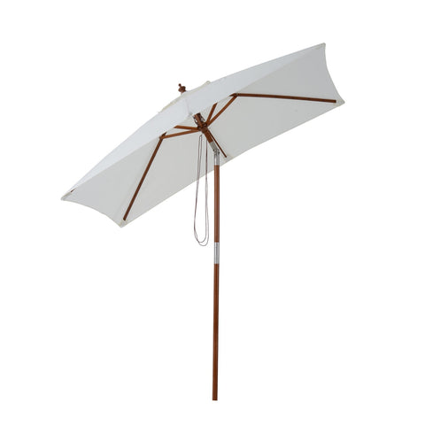 Rootz Parasol - Garden Parasol - Foldable - Sun Protection - Wood - Polyester - Shade - Cream/Grey - Brown - 200 x 150 x 230 cm