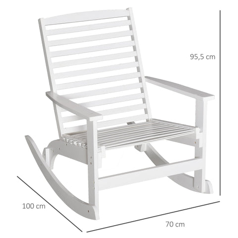 Rootz Garden rocking chair - Garden chair - Bamboo Plywood - White - 70 x 100 x 95.5 cm