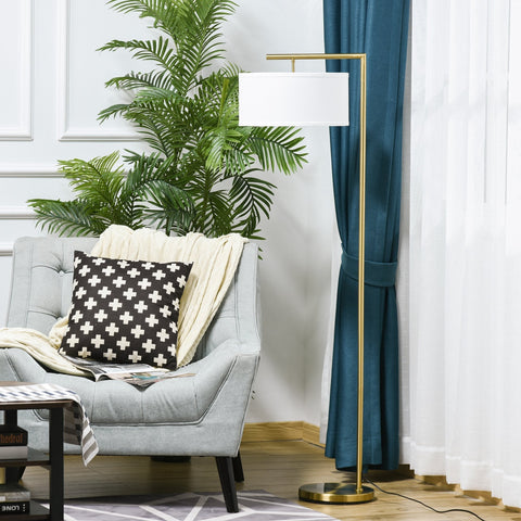 Rootz Floor lamp - Steel/Linen - Classic - Gold/White - 47 x 37 x 153 cm