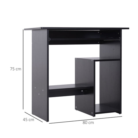 Rootz Desk - Computer Table - Extendable Tabletop - Office Table - PC Table - Black/White - Processed Wood