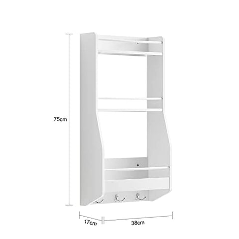 Rootz Wandgemonteerd Plankrek met 3 Planken &amp; 3 Haken - Keuken Wandplank Kruidenrek-Keuken Opbergrek Plank