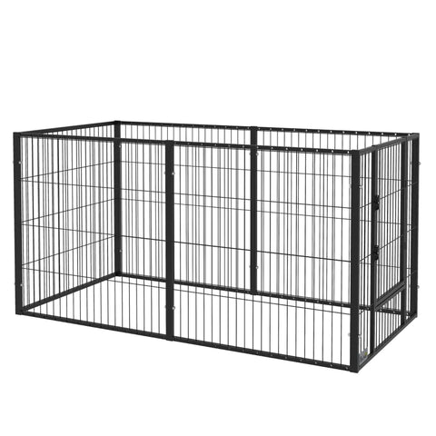 Rootz Heavy Duty Pet Playpen - 6 Panel Exercise Pen For Dogs - With Adjustable Length - Lockable Door - For Indoors And Outdoors - Small And Medium Dogs - Black - 82.5-150 x 81cm