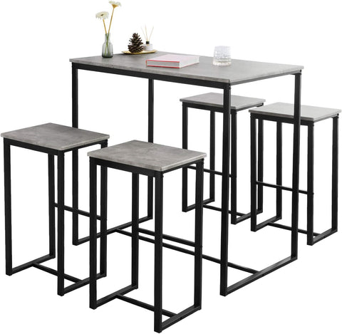 Rootz Bar Set - 1 Bar Table and 4 Stools - Home Kitchen Breakfast Bar Set - Furniture Dining Set