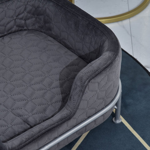 Rootz Dog sofa - Dog bed - Velvet - Gray - 63.5 x 43 x 24.5 cm