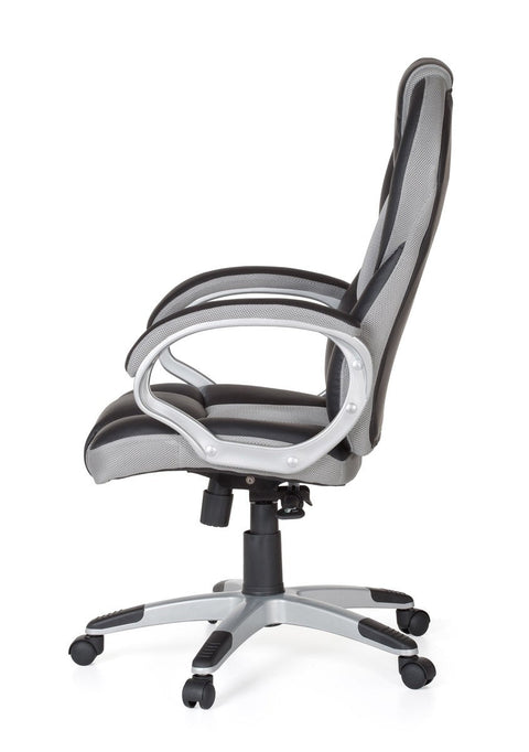 Rootz Gaming Chair - Gray - Racer Chair with Armrest - Racing Desk Chair - Modern Gamer Design - Swivel Chair with Rocker Function (Up to 120kg)