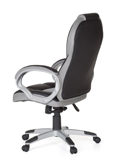 Rootz Gaming Chair - Gray - Racer Chair with Armrest - Racing Desk Chair - Modern Gamer Design - Swivel Chair with Rocker Function (Up to 120kg)