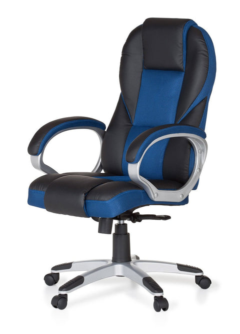 Rootz Gaming Chair - Blue - Racer Sports Seat - Armrest - Racing Desk Chair - Modern Gamer Design - Swivel Chair with Rocker Function (Up to 120kg)