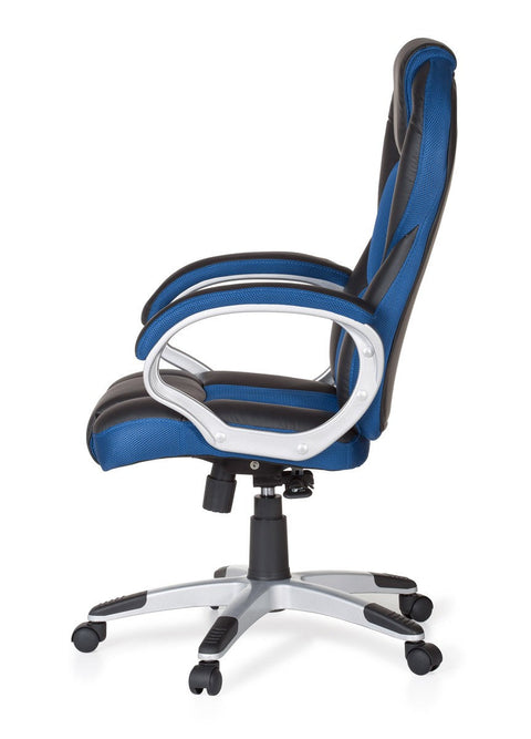 Rootz Gaming Chair - Blue - Racer Sports Seat - Armrest - Racing Desk Chair - Modern Gamer Design - Swivel Chair with Rocker Function (Up to 120kg)
