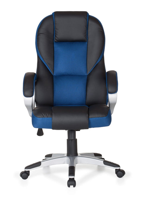 Rootz Gaming Chair - Blue - Racer Sports Seat - Armrest - Racing Desk Chair - Modern Gamer Design - Swivel Chair with Rocker Function (Up to 120kg)