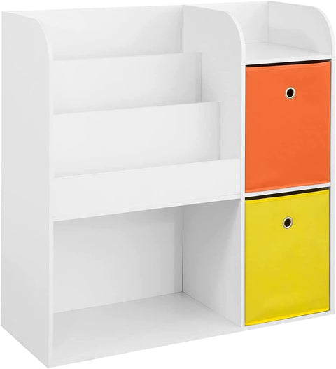 Rootz Kinderen Kinderboekenkast Boekenplank - Speelgoedplank Opslag Display Plankrek Organizer met 2 stoffen lades