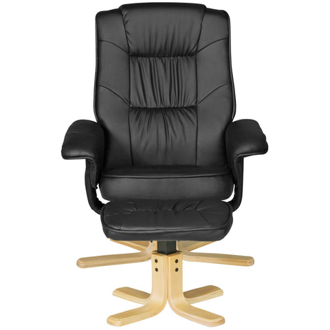 Rootz TV Armchair - Comfort - Black Synthetic Leather Cover - Design Relax Armchair - Swivel with Stool - XXL (110kg) - No Motor